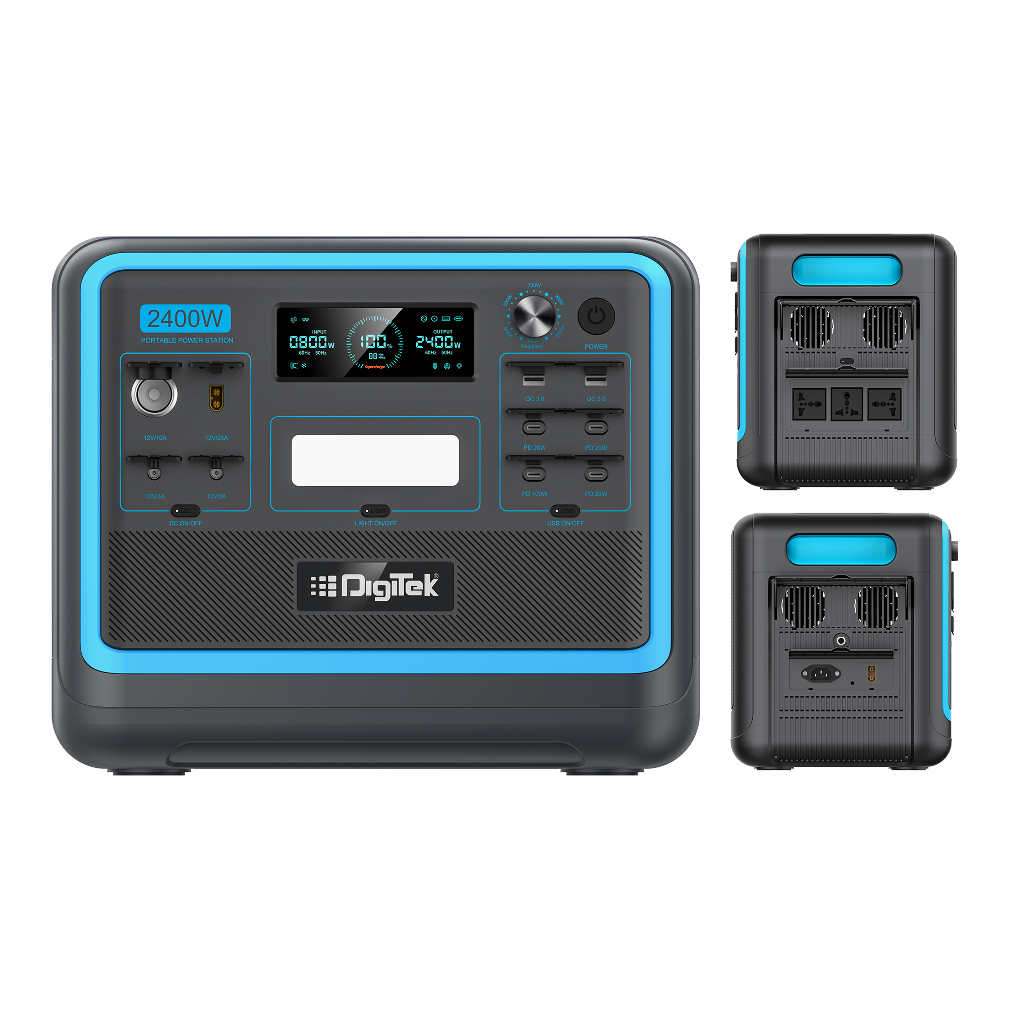 Digitek Power Station DPS2400W Portable AC/DC Power Station Compatible with AC/DC Electronic Devices