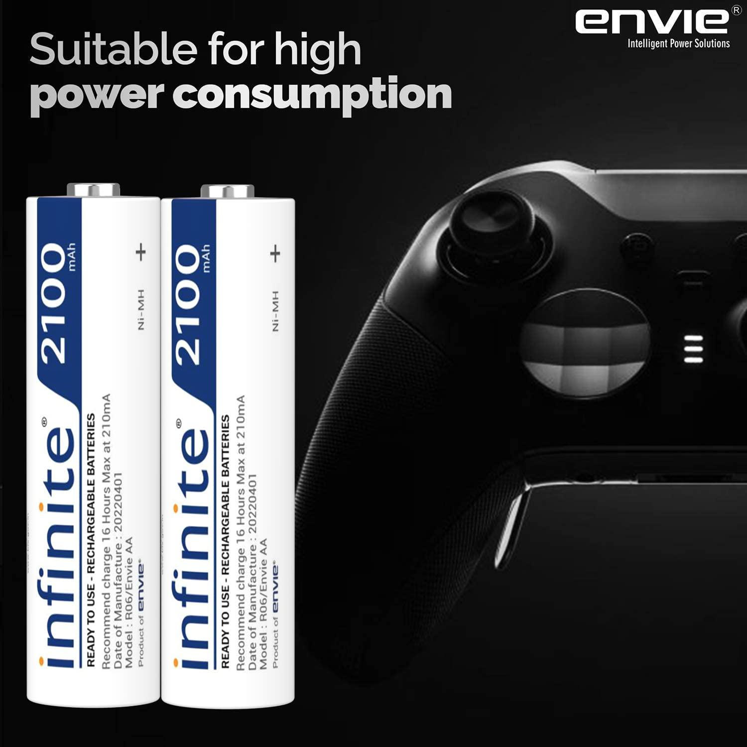 ENVIE (AA 2100 2PL) Infinite Rechargeable Battery for Remote Controls, Electronic Toys, Cameras, Flashlights and Others - Digitek