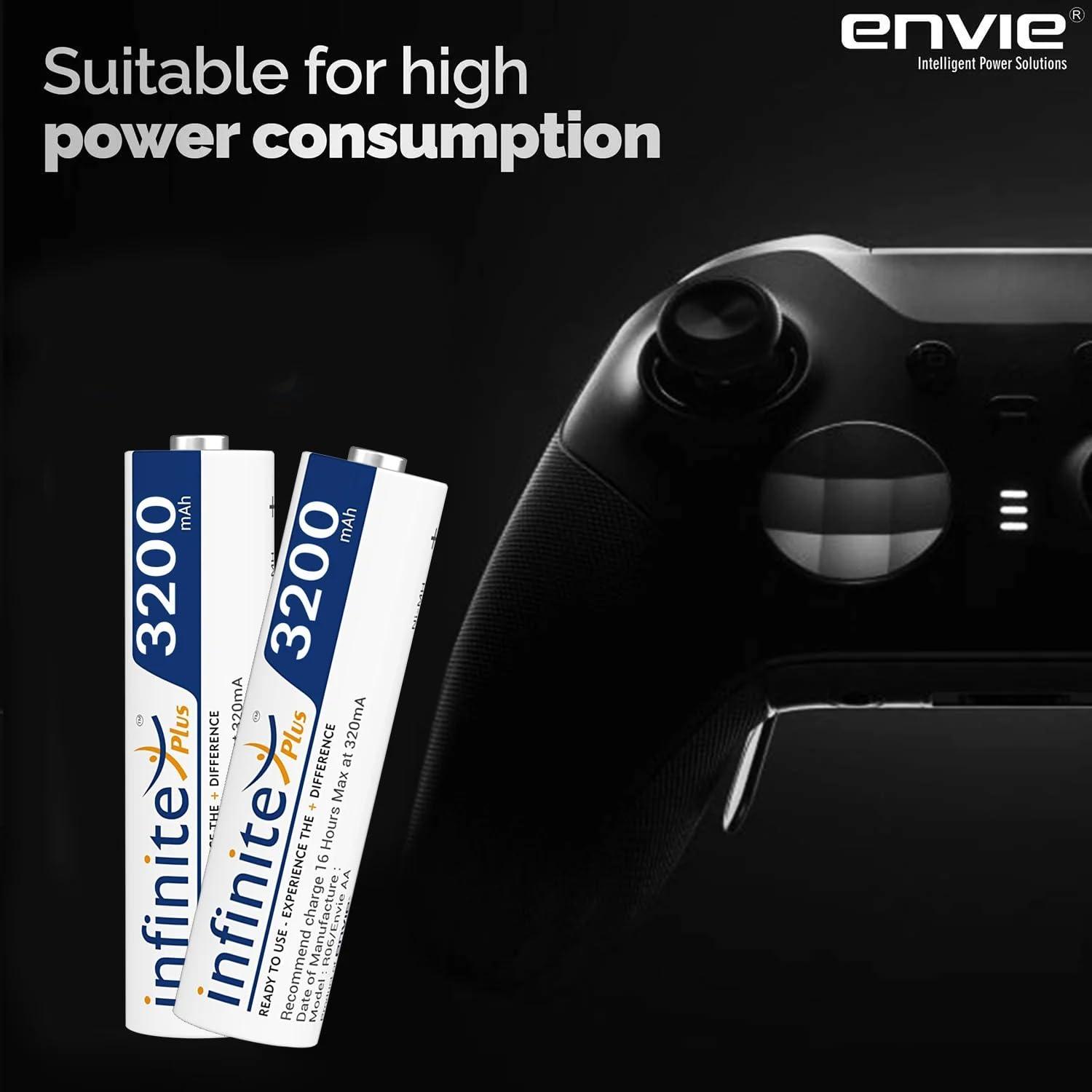 ENVIE (AA 3200 4PL) Infinite Rechargeable Battery for Remote Controls, Electronic Toys, Cameras, Flashlights and Others - Digitek