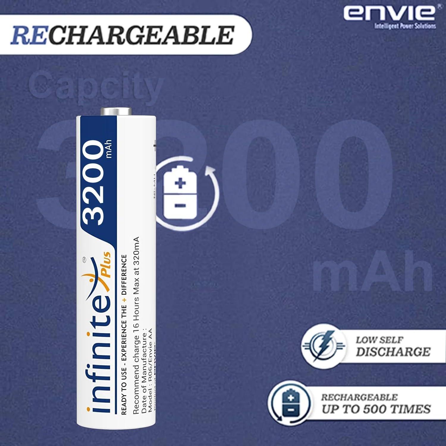 ENVIE (AA3200 2PL) Infinite Rechargeable Battery for Remote Controls, Electronic Toys, Cameras, Flashlights and Others - Digitek