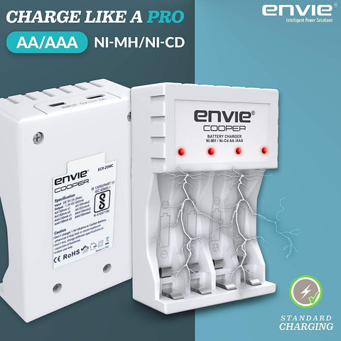 ENVIE (ECR-20 4xAA Ni-Cd 1000) Beetle Charger with Envie Ni-Cd1000mAh Batteries. - Digitek