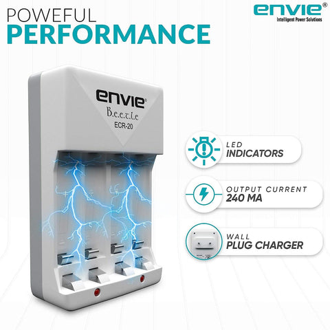 ENVIE (ECR-20) Charger for AA & AAA Rechargeable Batteries - Digitek