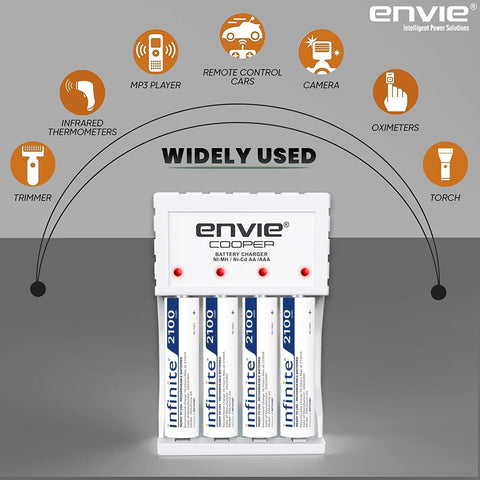 ENVIE (ECR 20 MC+4xAA2100) Standard Rechargeable Battery Charger for AA & AAA Ni-mh/Ni-Cd with 4xAA2100 Rechargeable Batteries - Digitek