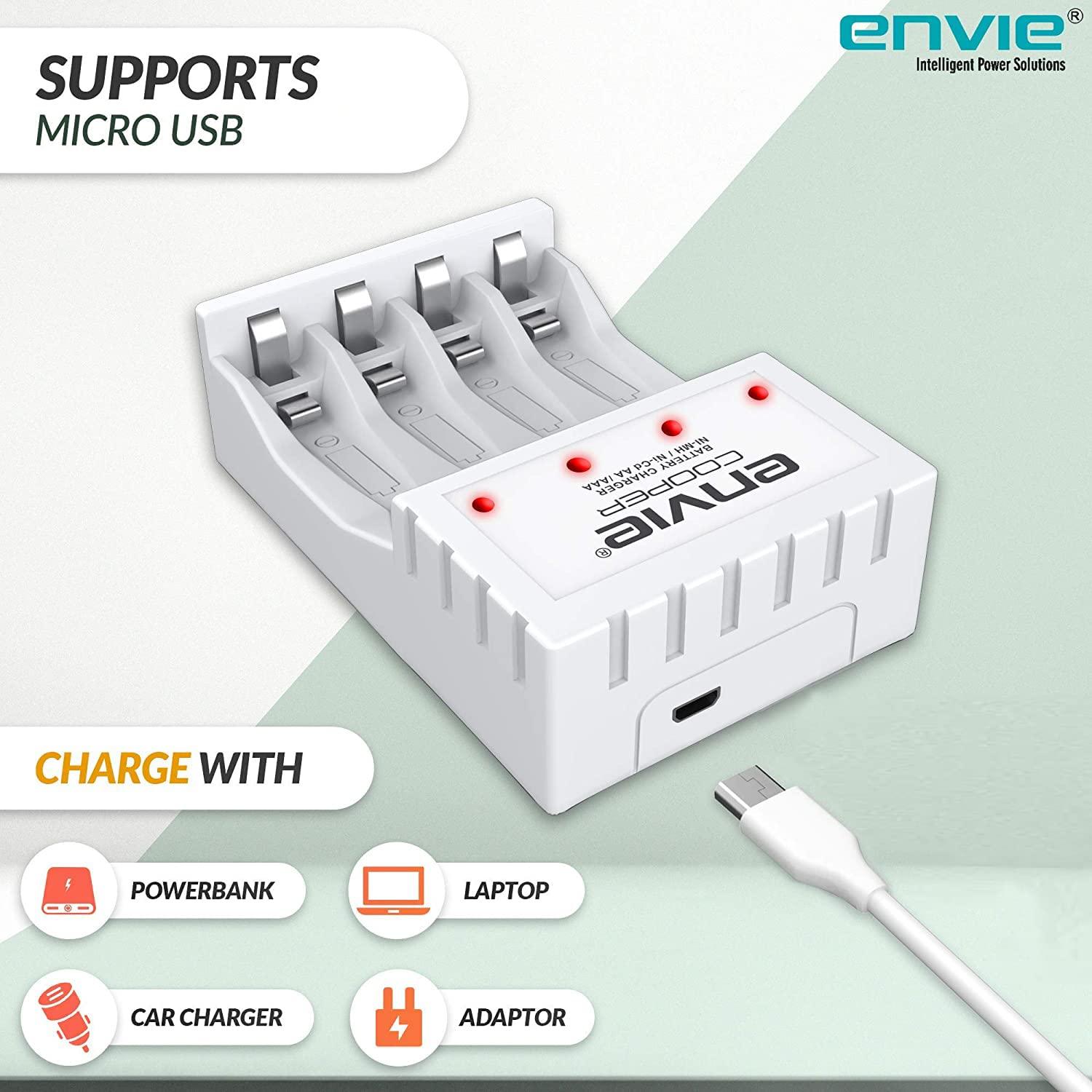 ENVIE (ECR 20 MC+4xAA2800) Standard Rechargeable Battery Charger for AA & AAA Ni-mh/Ni-Cd with 4xAA2800 Rechargeable Batteries - Digitek