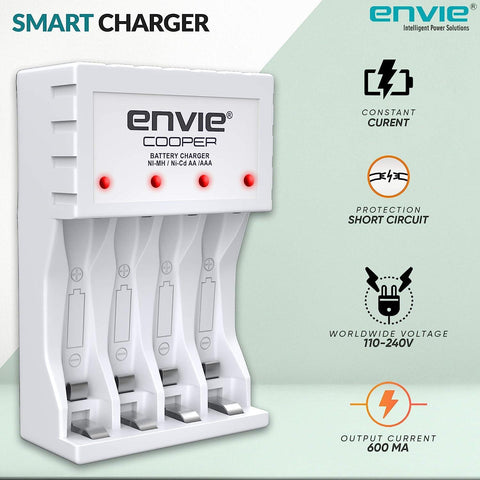 ENVIE (ECR 20 MC+4xAA2800) Standard Rechargeable Battery Charger for AA & AAA Ni-mh/Ni-Cd with 4xAA2800 Rechargeable Batteries - Digitek