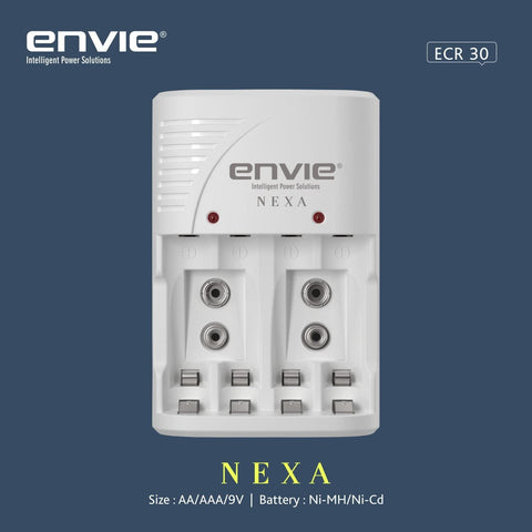 ENVIE (ECR 30) Charger NEXA ECR 30 Smart Charge Control Charger System for AA & AAA & 9V Rechargeable Batteries - Digitek