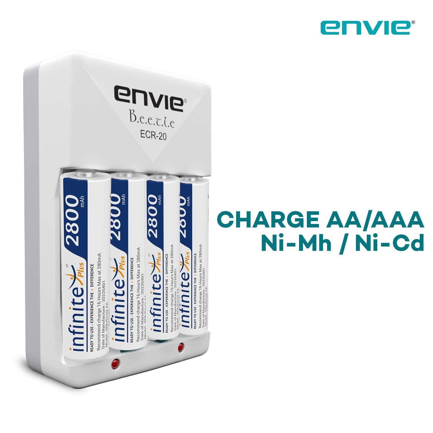 ENVIE (ECR20+AA2800 4PL) Charger for AA & AAA Rechargeable Batteries - Digitek