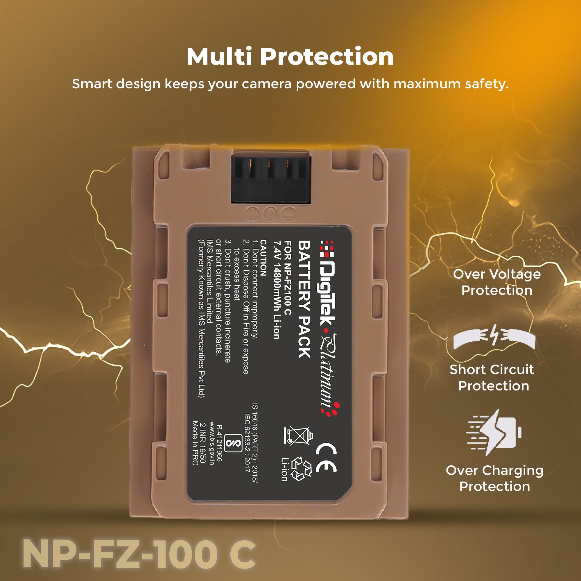 Digitek Platinum (NP FZ100 Type C) 14800mWh High Capacity Li-Ion Camera Battery for Sony
