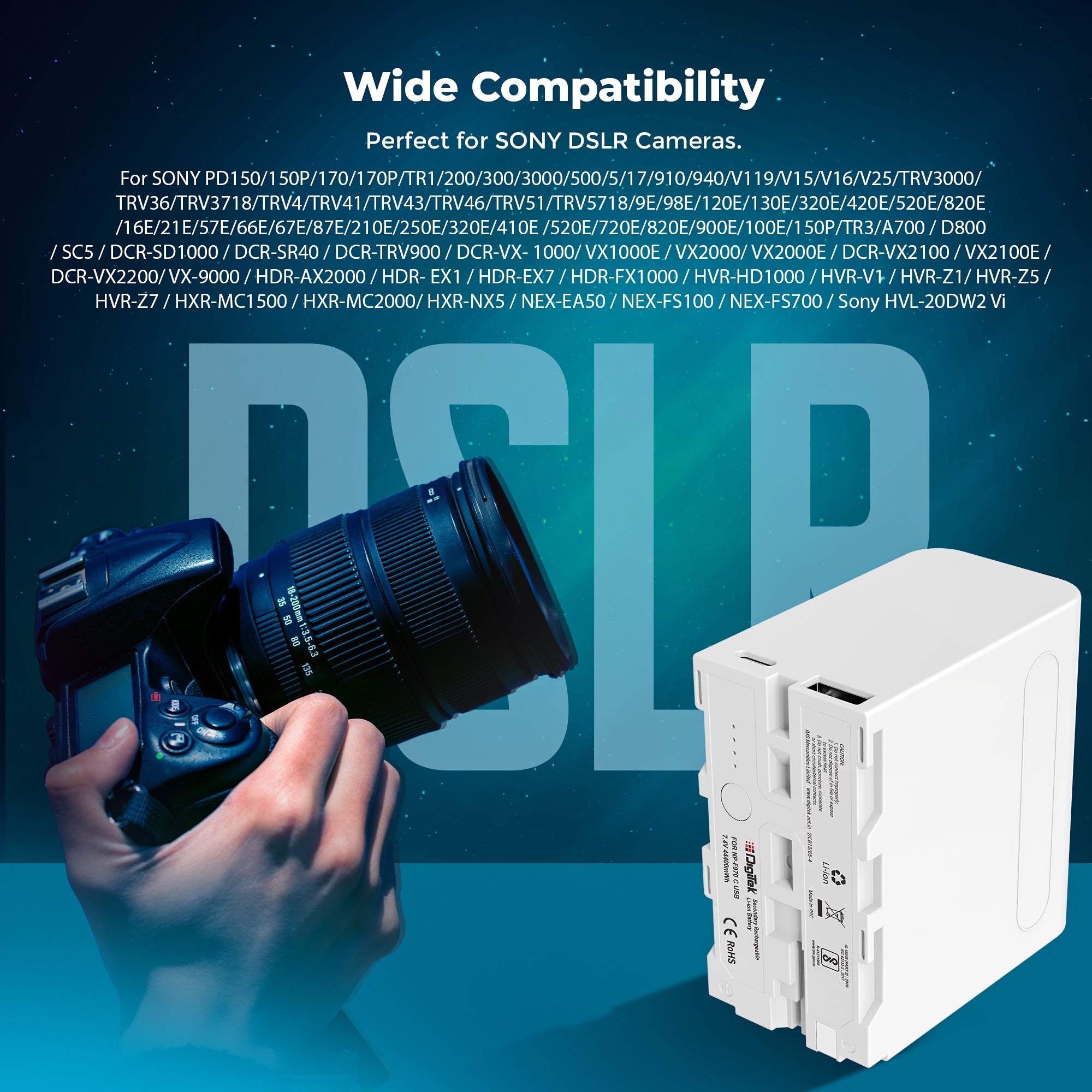 Digitek (NP-F970 C USB) 12000mAh Li-ion Rechargeable Battery for Sony