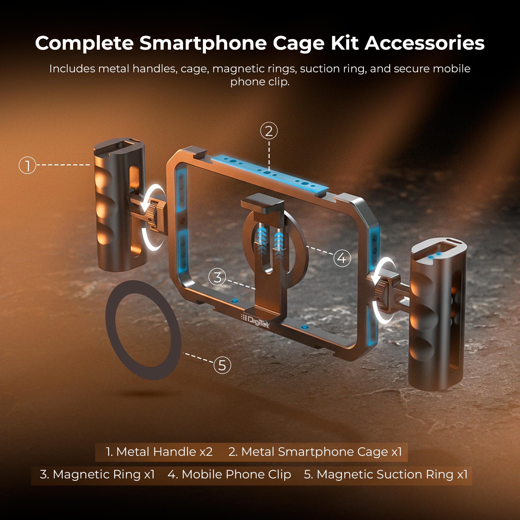 Digitek (DSC 002) Handheld Aluminum Alloy Universal Smartphone Cage Video Rig for Vloggers