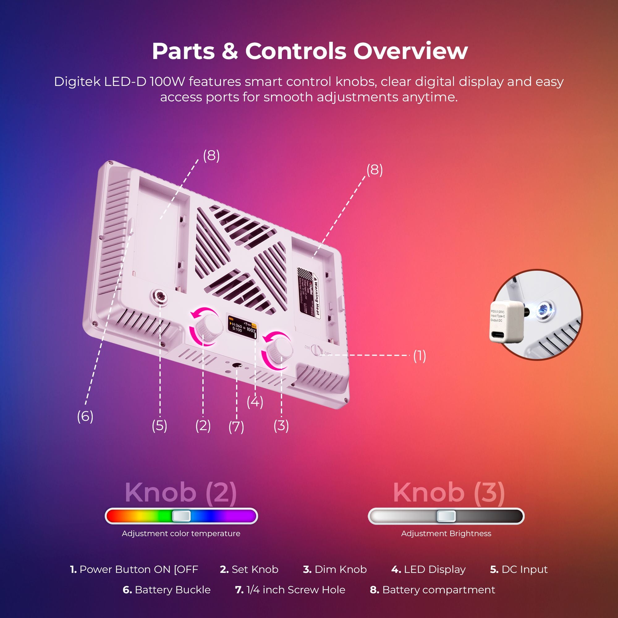 Digitek (LED-D100W RGB) Portable RGB LED Video Light