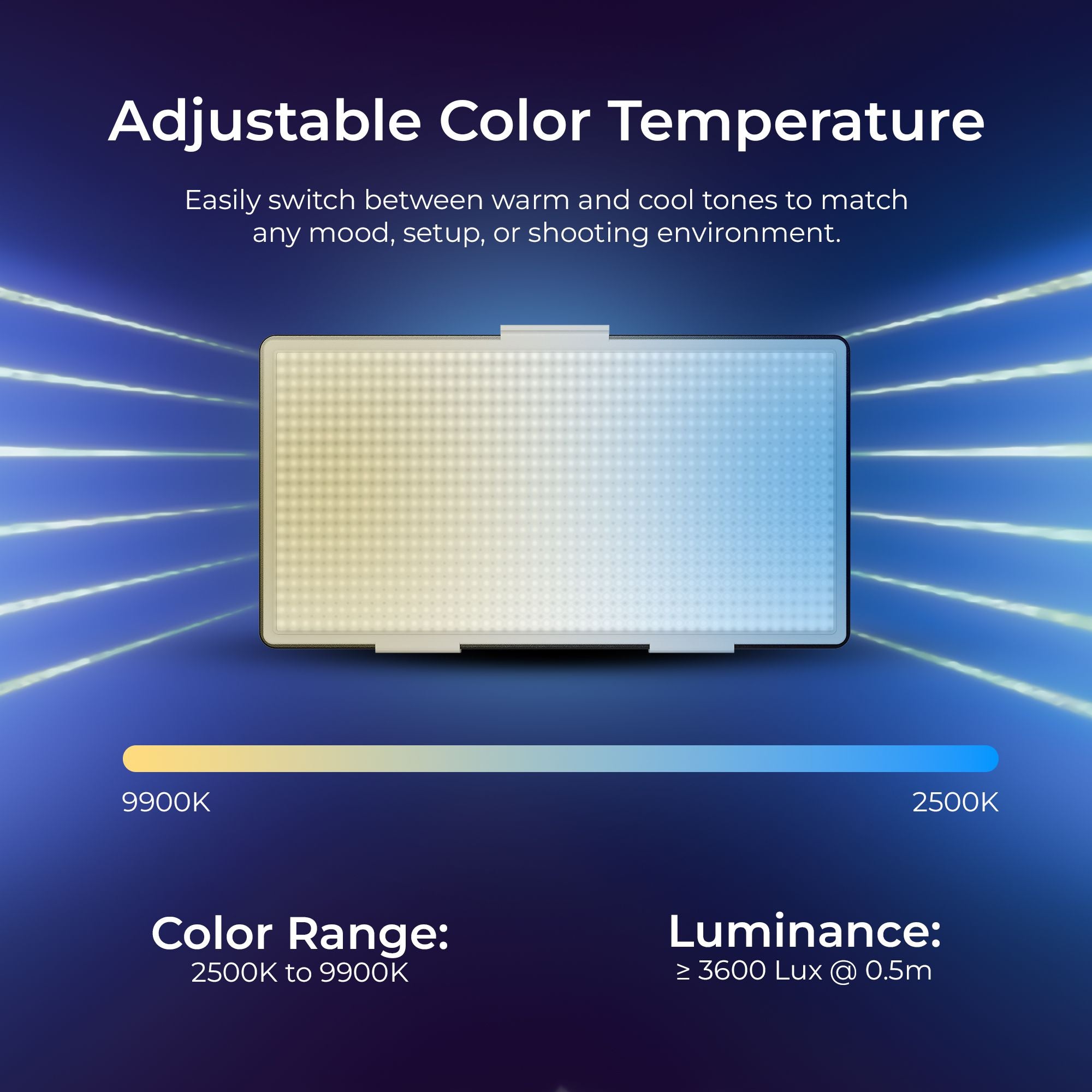 Digitek (LED D576 Bi Color) 42W Bi-Color LED Video Light with 576Pcs LEDs, 9900K±2500K, 0-100% Brightness Control,  120° illumination,  1/4" Mounting Thread for Indoor and Outdoor Photo & Videography (Battery Not Included)