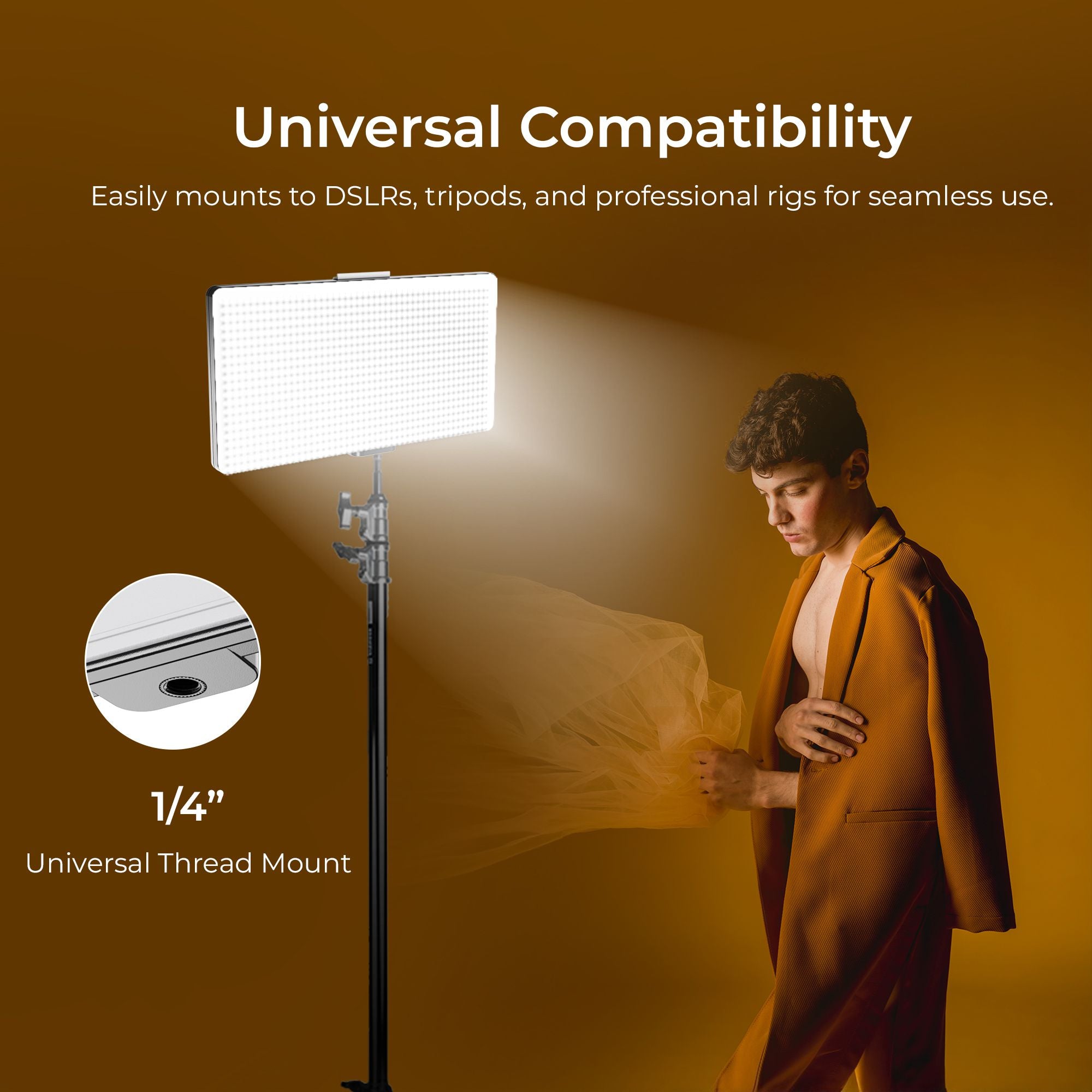 Digitek (LED D576 Bi Color) 42W Bi-Color LED Video Light with 576Pcs LEDs, 9900K±2500K, 0-100% Brightness Control,  120° illumination,  1/4" Mounting Thread for Indoor and Outdoor Photo & Videography (Battery Not Included)