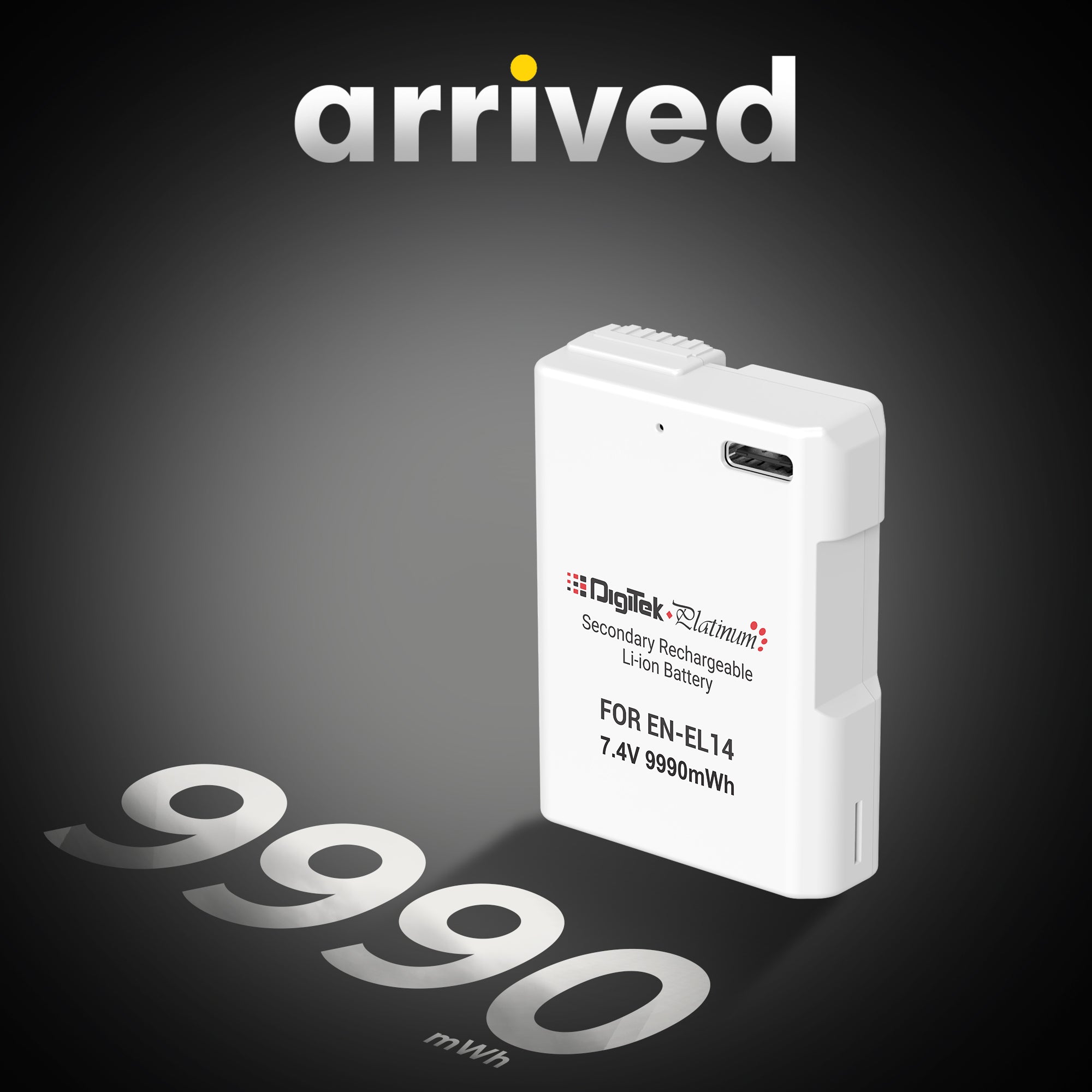 Digitek Platinum (EN-EL14 Type C) 1350mAh Li-ion Battery for Nikon DSLR Cameras with Type-C Charging Cable