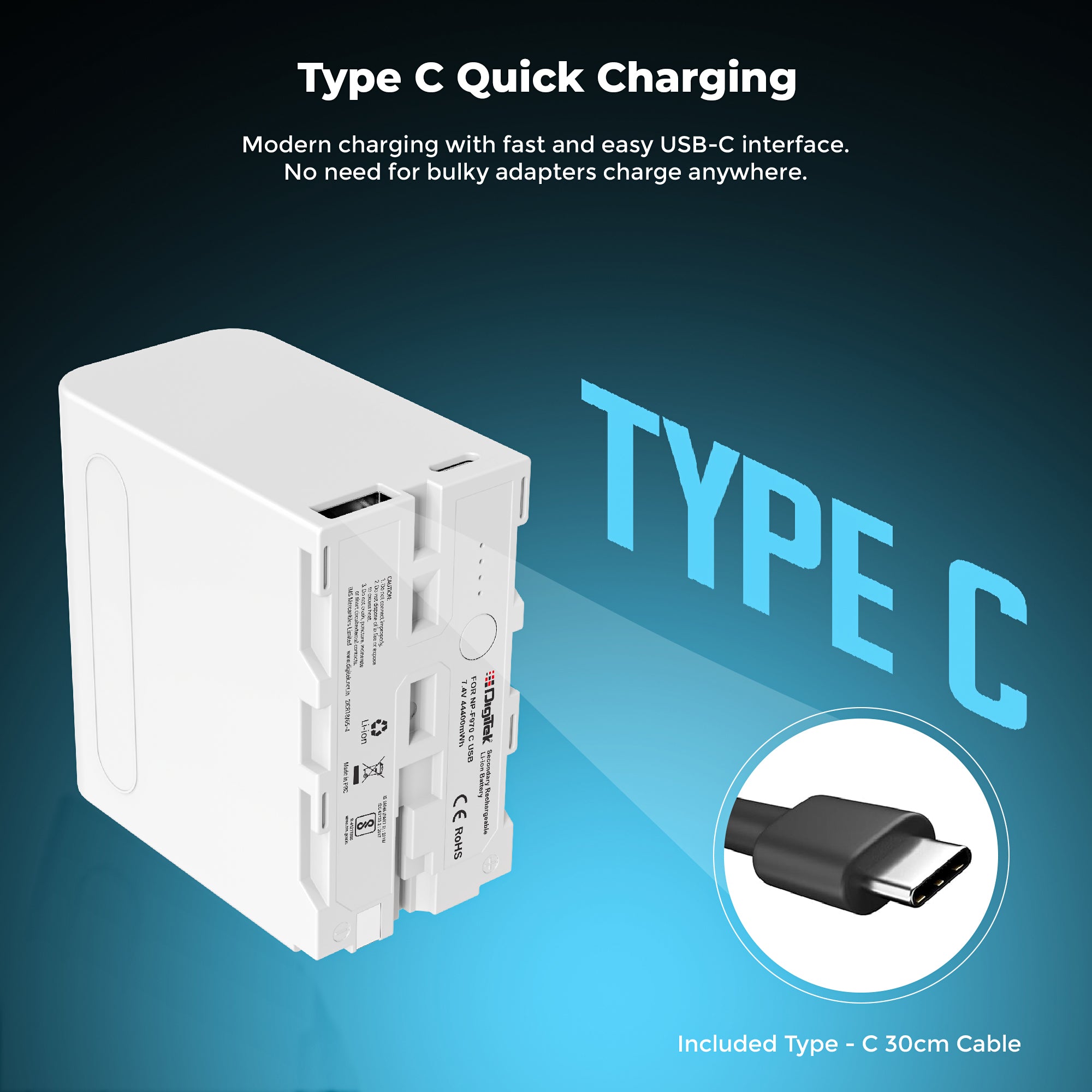 Digitek (NP-F970 C USB) 12000mAh Li-ion Rechargeable Battery for Sony