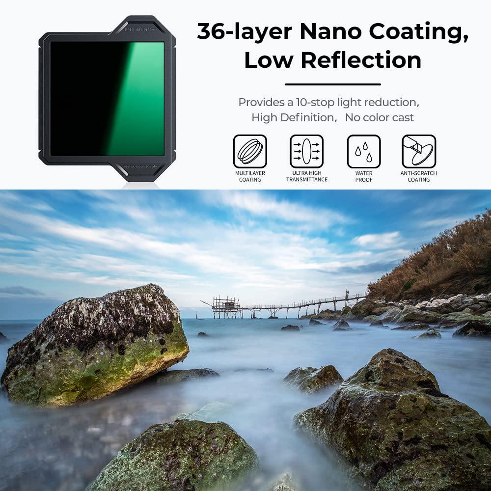 K&F Concept X PRO Square Filter Holder System Kit (Filter Holder + 95mm Circular Polarizer + Square ND1000 Filter + 4 Filter Adapter Rings) for Camera Lens - Digitek
