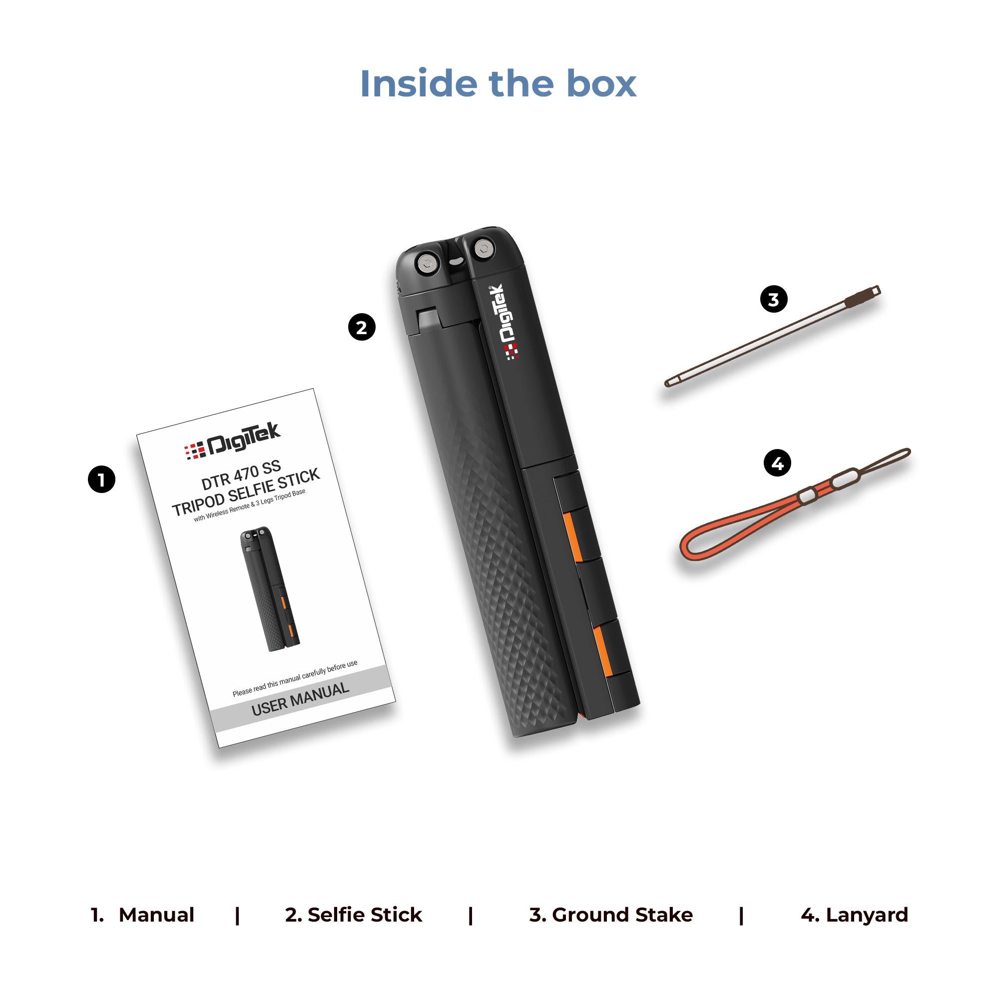 Digitek (DTR 470SS) Foldable Tripod Selfie Stick with Wireless Remote & 3 Leg Tripod Base, 4.67 Ft Max Height, 360 Degree Rotation, Use with Smartphone for Vlogging, Reels, Travel & Content Creation