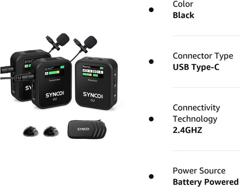 SYNCO (G2 A2) 2.4 GHz Wireless Microphone System - Digitek