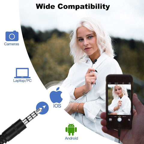 SYNCO-(Lav-S6E)-Lavalier Omnidirectional Condenser Label Mic, 6M Cord iPhone Android Smartphone PC Laptop Camera for Broadcast Interview YouTube Video Recording, [Official] Clip-on-Lavalier-Microphone. - Digitek