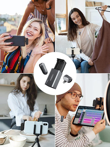 Synco (P1L) 2.4GHz Lapel Mic with Charging Case for iPhone Lightning iPad Smartphone YouTube TIK Tok Live Streaming Vlog, Wireless-Lavalier-Microphone-Lapel-iPhone, Wireless Microphone for iPhone - Digitek