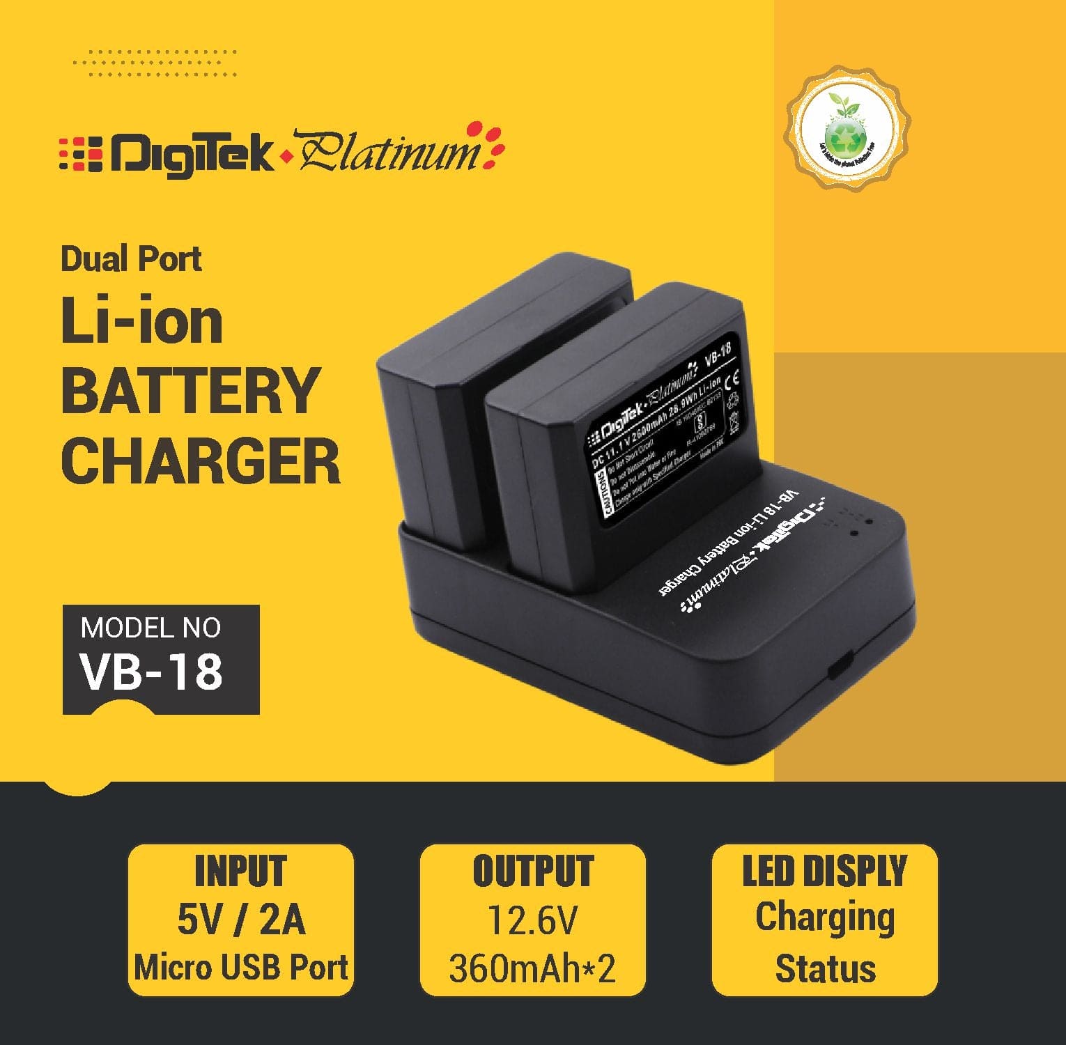 Digitek Platinum Dual Battery Charger VB-18