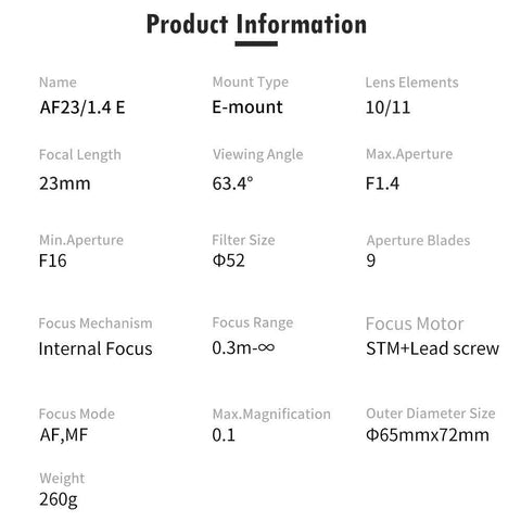 VILTROX 23mm F1.4 f/1.4 Sony E-Mount Auto Focus APS-C Prime Lens for Sony E-Mount Camera A6500 A6300 A6000 A7RⅣ A7RⅢ A7Ⅲ A7RⅡ A7Ⅱ A7S A7R - Digitek