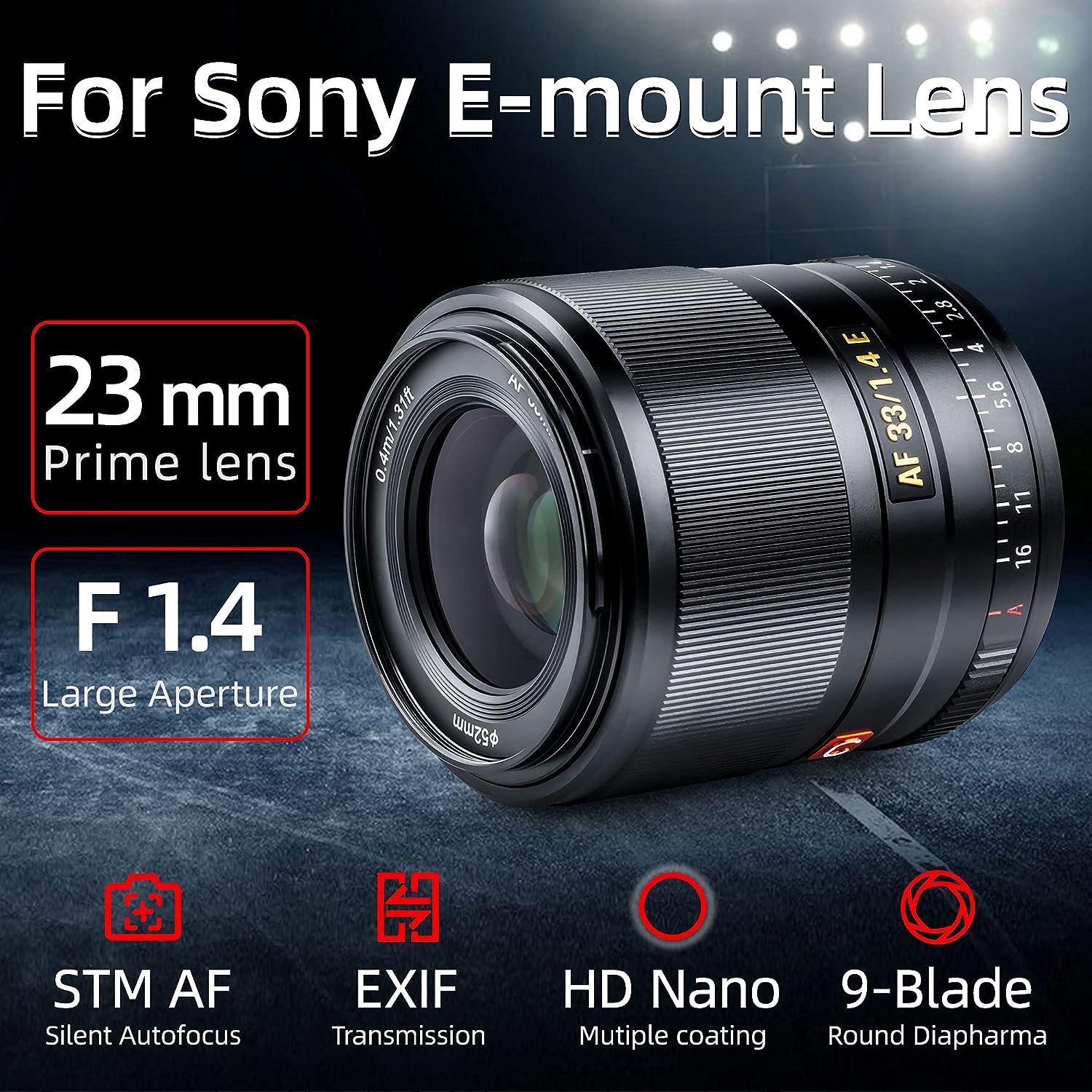 VILTROX 33mm F1.4 Auto Focus Prime Lens Compatible with Sony E-Mount Camera A6500 A6300 A6000 A7R? A7R? A7? A7R? A7? A7S A7R (33mm F1.4 AF STM E Mount) - Digitek