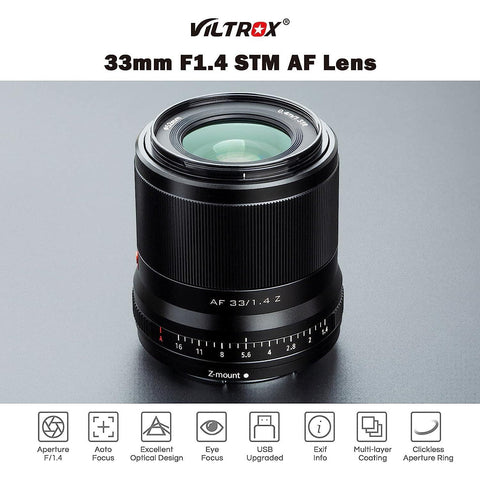 Viltrox 33mm F1.4 Autofocus Lens, Compatible with APS-C Nikon Z-Mount Mirrorless Camera Z fc Z50 Z5 Z6 Z6 II Z7 Z7 II - Digitek