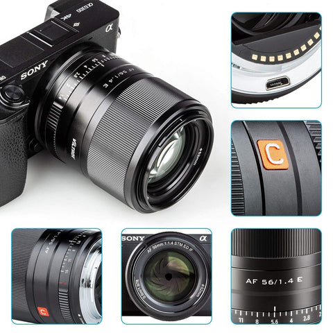 VILTROX 56mm F1.4 f/1.4 Autofocus E Lens for Sony E Mount a6300 a6400 a6500 a6600 a7 a7S a7c a7Ⅱ a7RⅡ a7SⅢ a7Ⅲ a7RⅢ a7RⅣ - Digitek