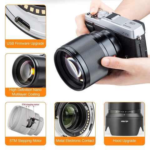 VILTROX 85mm f1.8 Fuji x Mount Lens AF Auto Lens Portrait Fixed Focus Lens for Fujifilm Fuji X Mount Camera X-T3 X-T2 X-T30 X-T20 X-T10 X-T100 X-PRO2 (Black) - Digitek