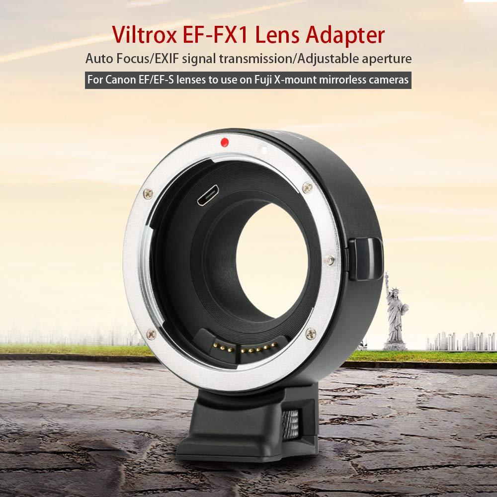 VILTROX EF-FX1 Auto Focus Lens Mount Adapter for Canon EF/EF-S Lens to Fuji X-Mount Mirrorless Cameras X-T1 X-T2 X-T10 X-T20 X-A1 X-A2 X-A3 X-A5 X-A10 X-A20 X-E1 X-E2 X-E3 with Andoer Cleaning Cloth (EF-FX1) - Digitek