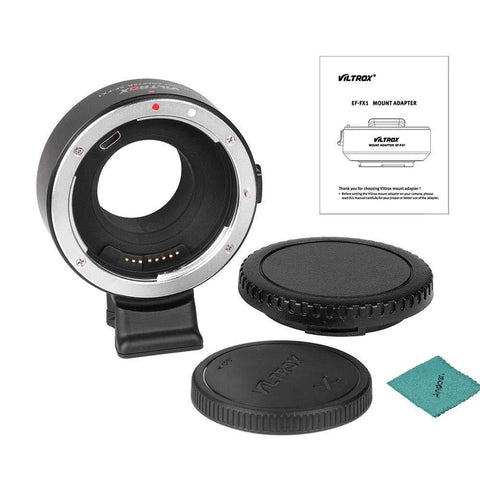 VILTROX EF-FX1 Auto Focus Lens Mount Adapter for Canon EF/EF-S Lens to Fuji X-Mount Mirrorless Cameras X-T1 X-T2 X-T10 X-T20 X-A1 X-A2 X-A3 X-A5 X-A10 X-A20 X-E1 X-E2 X-E3 with Andoer Cleaning Cloth (EF-FX1) - Digitek