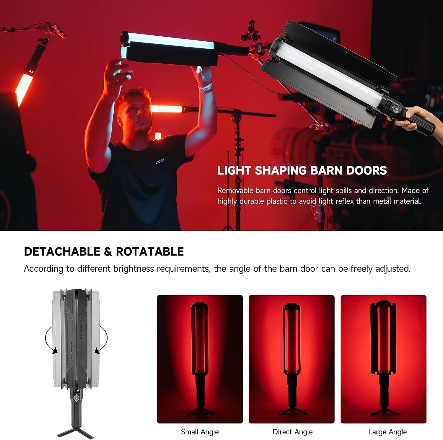 VILTROX H18 RGB LED Light Stick, 18W 2770Lux/0.7m CRI 95+ Double-Sided Handheld RGB Tube Light Wand with Barn Door App Control for Photography Video Lighting, 2800-6800K 360° Full Color 26 FX Effects - Digitek