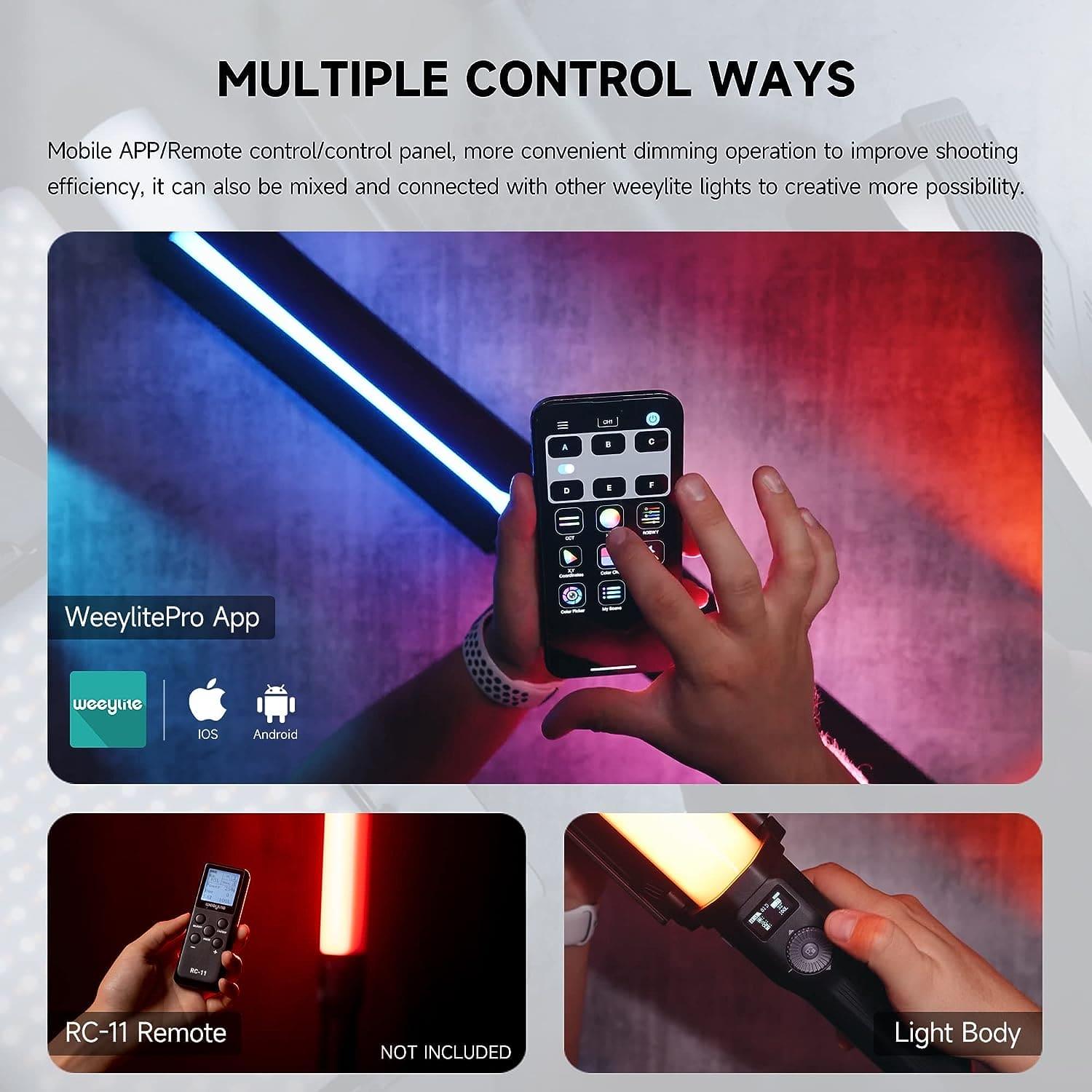 VILTROX H18 RGB LED Light Stick, 18W 2770Lux/0.7m CRI 95+ Double-Sided Handheld RGB Tube Light Wand with Barn Door App Control for Photography Video Lighting, 2800-6800K 360° Full Color 26 FX Effects - Digitek