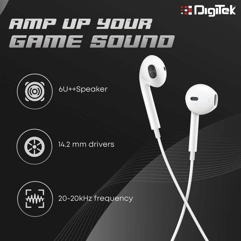 Digitek (DE-044 C) in-Ear Type C Wired Stereo Earphone with Mic, Premium Sound Quality with Noise Cancelling Earphones (White) - Digitek