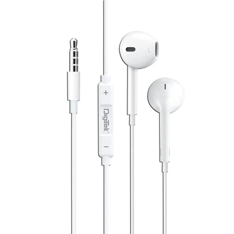 Digitek (DE 044) in-Ear Wired Stereo Earphone DE 044, Built-in Microphone, Tangle Resistant Cable(White) - Digitek