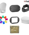 Digitek (DFB 001) Professional Flash Accessories Kit Universally Compatible | New Labeled Flash Diffuser | Bounce | Grid| Gel | Grip & Sphere. (DFB 001) Flash (White)