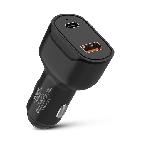 Digitek (DMC UPD 36W, Black) Cellular Phones Qc Pd 36W Car Charger With Quick Charge 3.0 And Power Delivery, Type-C & Usb Port With Wide Compatibility (DMC UPD 36W, Black) - Digitek