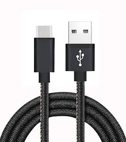 Digitek (DPC1M C JBBLK)Platinum Denim Braided Rapid Charge & Data Sync Type C USB Cable [1 Metre, Black] - Digitek