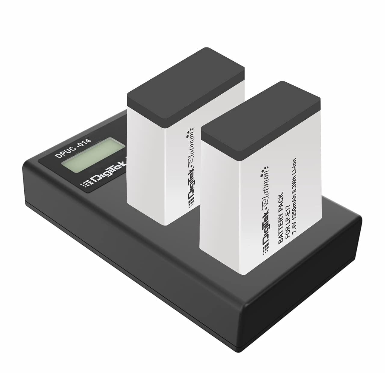 Digitek (DPUC-014 D E17) Platinum Dual Port Li-ion LCD Battery Charger with 2 Nos of 1250mAh Capacity LP E17 Li-ion Battery Combo Pack - Digitek