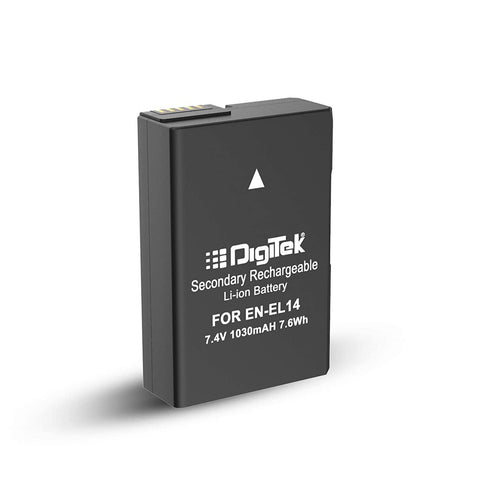 Digitek (ENEL14) 1030mAh Secondary Rechargeable Battery Packs for Digital Camera & Digital Camcorders, Compatibility - D3100 DSLR, D5100DSLR, Coolpix P7000 & More - Digitek