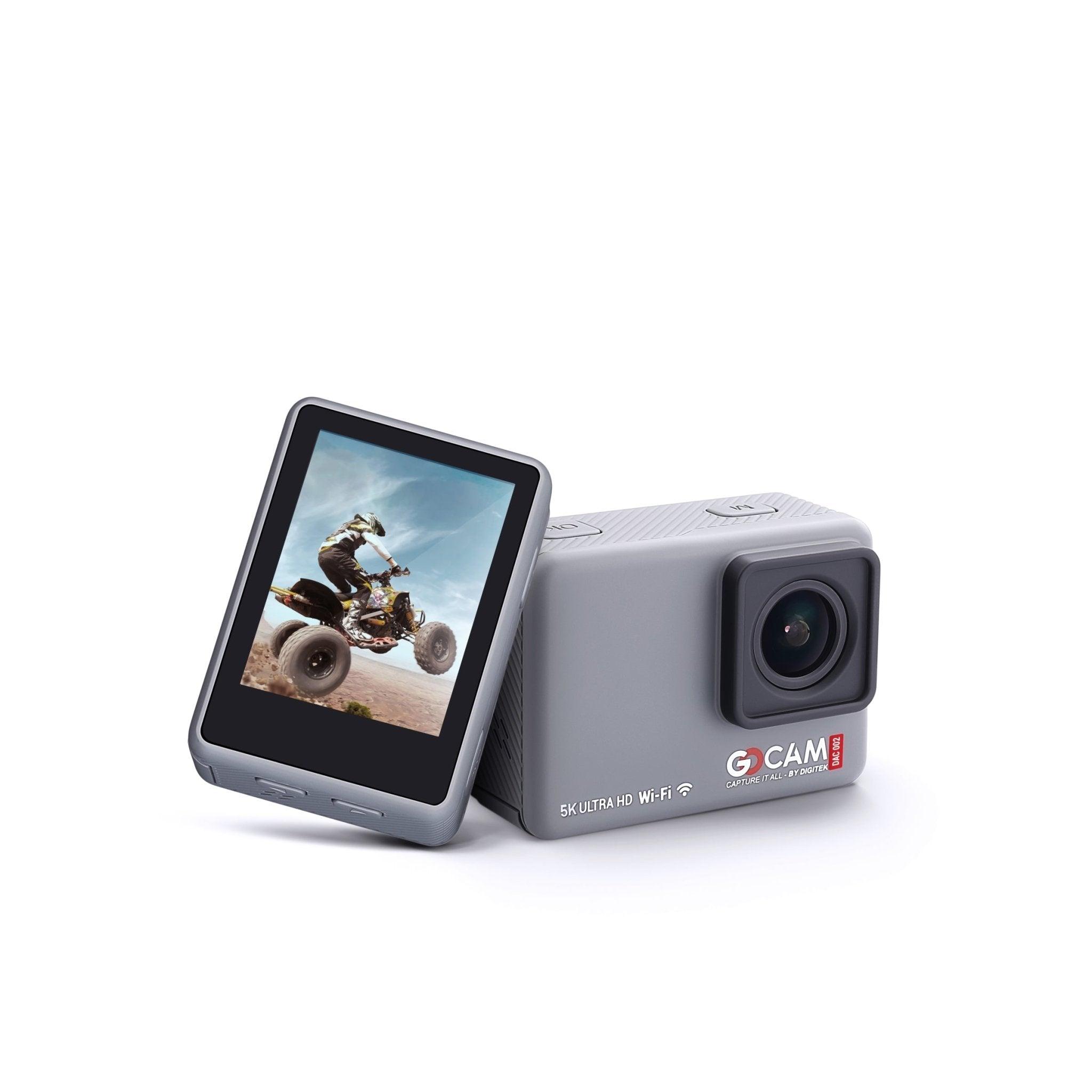 Digitek GoCAM (DAC-001) 4K 60fps 24MP WiFi Ultra HD Sports Action Camera | HD Screen | 6-Axis Gyro EIS Stabilization| MIC Support | Waterproof | 2 Batteries (Grey) - Digitek
