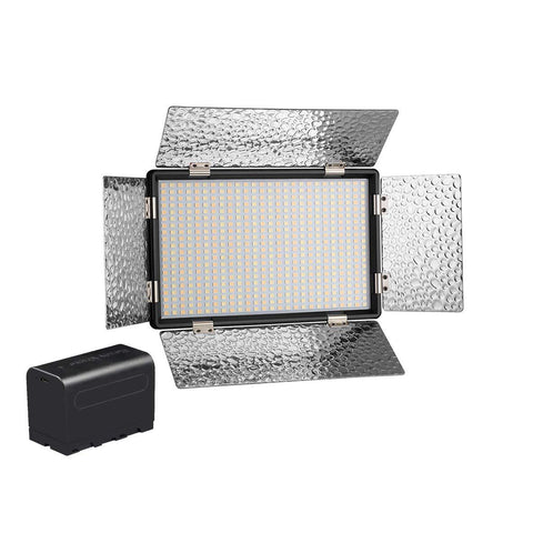Digitek (LED D520B COMBO F-750MU) Bi-color LED D520B Video Light | Dimmable Light with 4 Detachable Barndoor | Compatible with Tripods, Monopods, Cameras, Table stand & Camcorder | For YouTube Video , Product Photography, Makeup shoot and more. - Digitek