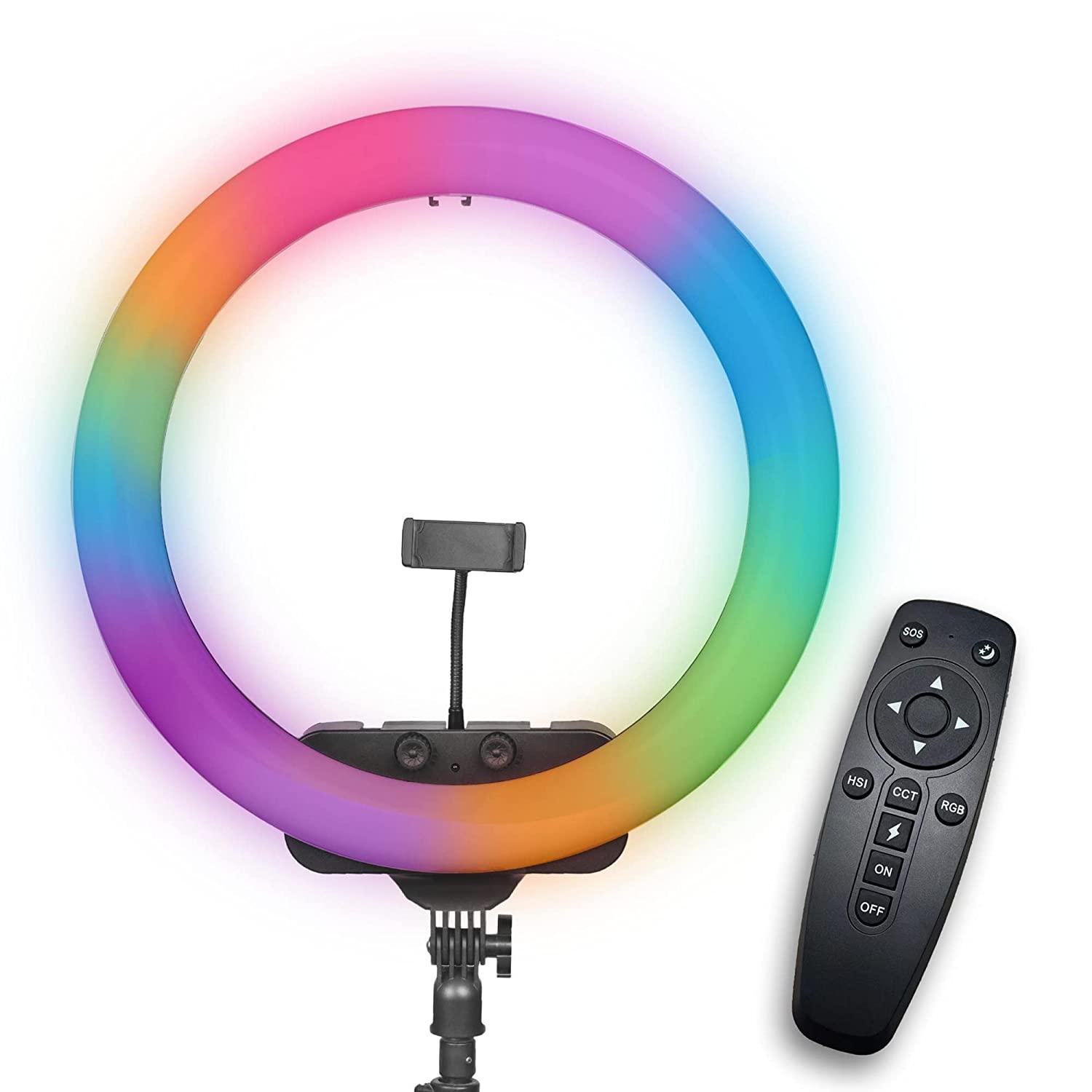 Digitek Platinum (DPRL-19 RGB) Professional RGB 45CM Big LED Ring Light with 480 Pcs SMD LED (More Brightness) & 2 Color Temperature for YouTube Streaming Photo Video Shoot Makeup & Vlogging & More - Digitek