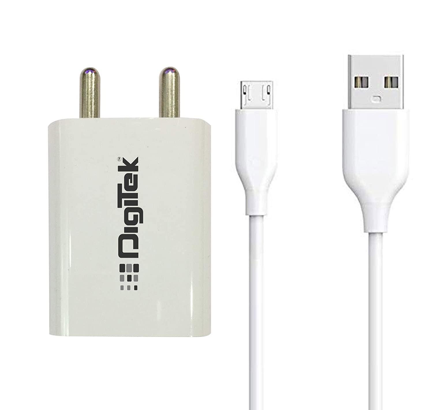 Digitek smart fast charger 2.4a dual usb adapter for smartphone (with micro usb data cable 2.4a) DMC-026 MU- White - Digitek