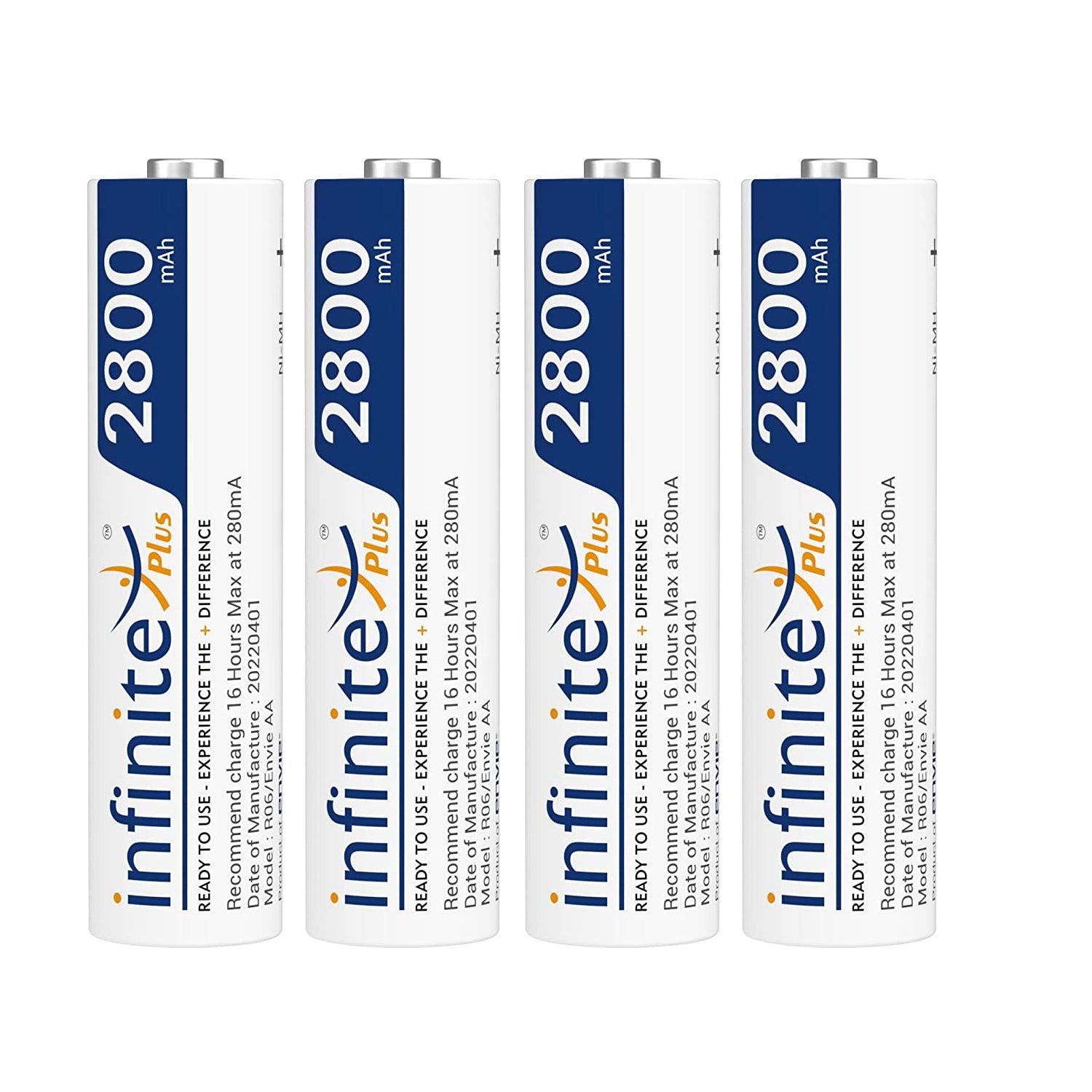 ENVIE (AA28004PL) AA Rechargeable Batteries | High Capacity Ni-MH | 2800 mAh | Low Self Discharge | Pre-Charged (Pack Of 4) (AA28004PL) - Digitek