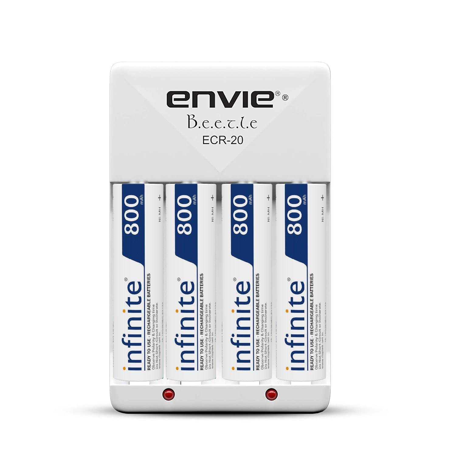 ENVIE (ECR20+AAA800 4PL) Beetle Charger for AA and AAA Rechargeable Batteries - Digitek